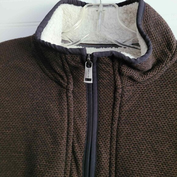 Orvis Sweater Mens Large Brown Sherpa Lined Quarter Zip Pullover Sweatshirt - Picture 2 of 7